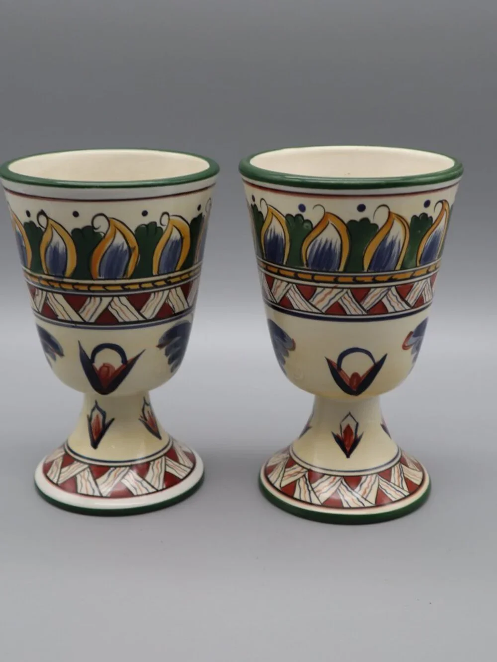 Vtg Tabletops Unlimited Deruta Hand Painted Pottery Water Goblets Wine Glasses